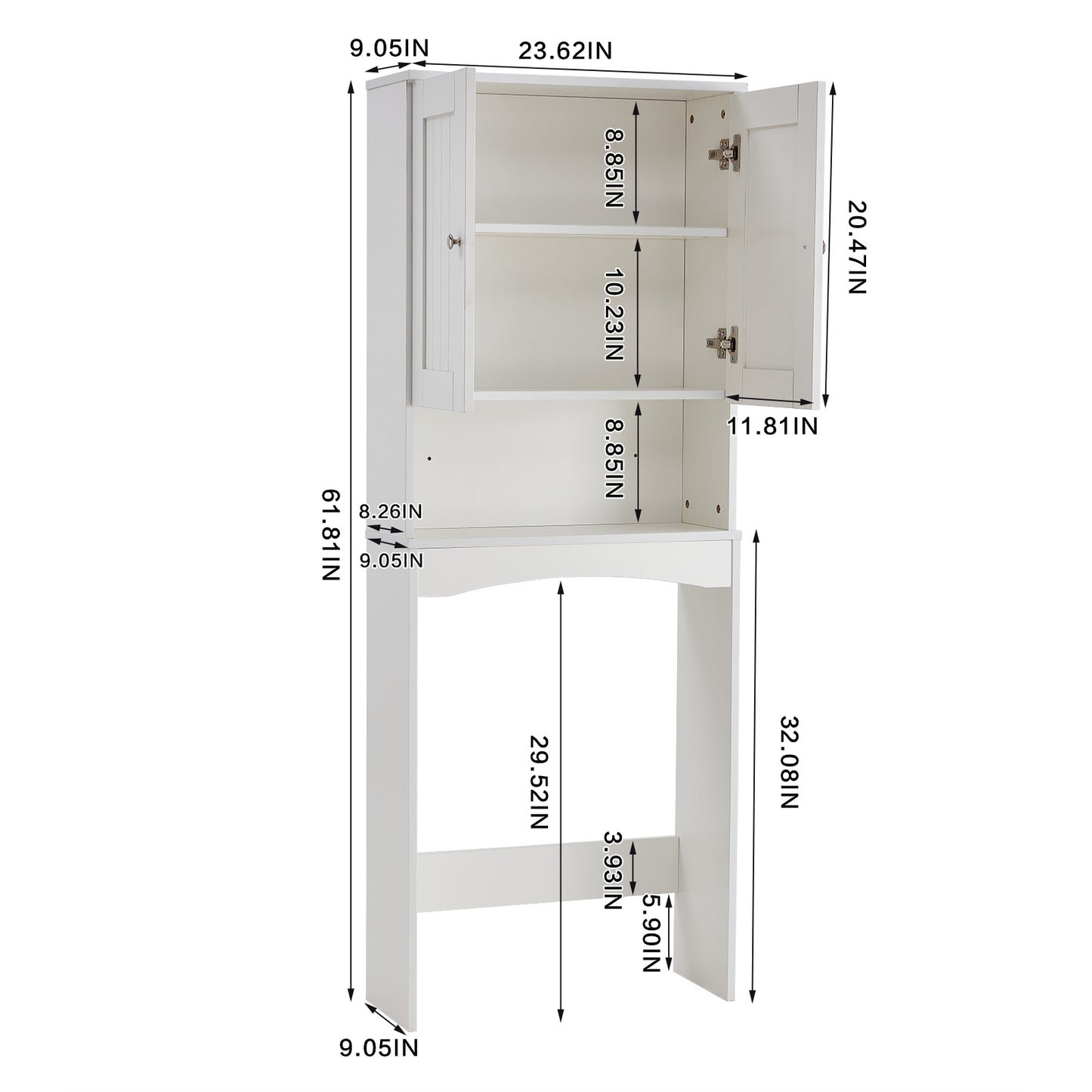 Home Bathroom Shelf Over-The-Toilet, Bathroom SpaceSaver, Bathroom Storage Cabinet Organizer,White