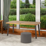 Della Acacia Wood Dining Table with Natural Stain and Rustic Metal Legs, Brown and Grey Finish