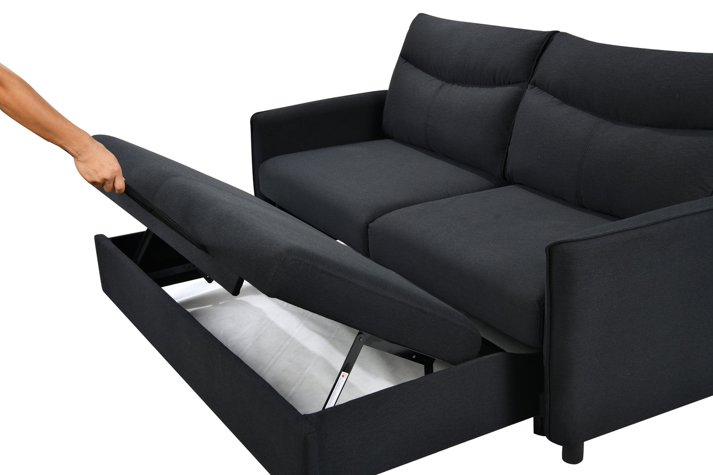 3-in-1 Convertible Sleeper Sofa Bed, Modern Fabric Loveseat with Pullout Bed, Perfect for Small Spaces, Black