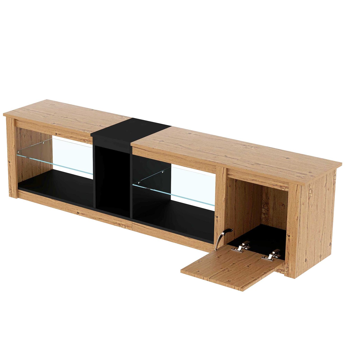 ModernTV stand suitable for TVs under 80 inches, media console with multifunctional storage, and LED lights