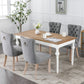 High-end Tufted Solid Wood Contemporary Flax Upholstered Linen Dining Chair with Wood Legs Nailhead Trim 2-Pcs Set Gray