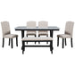 TREXM Modern 6-Piece Dining Table Set with 4 Chairs and 1 Bench, White Finish