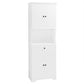 Tall Bathroom Cabinet with Four Doors, Large Storage Space Open Shelve, Upper Storage Cabinet, Whit