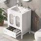 Bathroom Vanity with Sink, Bathroom Vanity Cabinet with One Drawer and Doors, Adjustable Shelf, Solid Wood and MDF, White