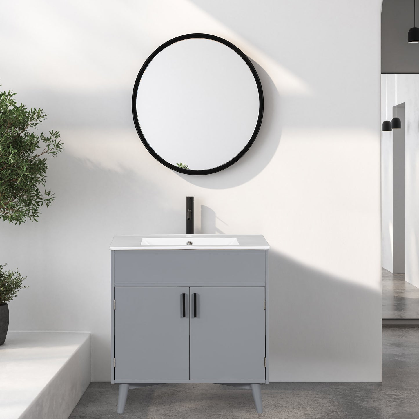 Mueble de baño con lavabo, mueble combinado, mueble de almacenamiento para baño