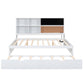 Full Size Daybed with Storage Shelves, Blackboard, Cork board, USB Ports and Twin Size Trundle  White