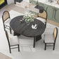 TREXM 5-Piece Retro Dining Set, Expandable Table and 4 Cushioned Chairs with Rattan Backrests, Espresso Finish