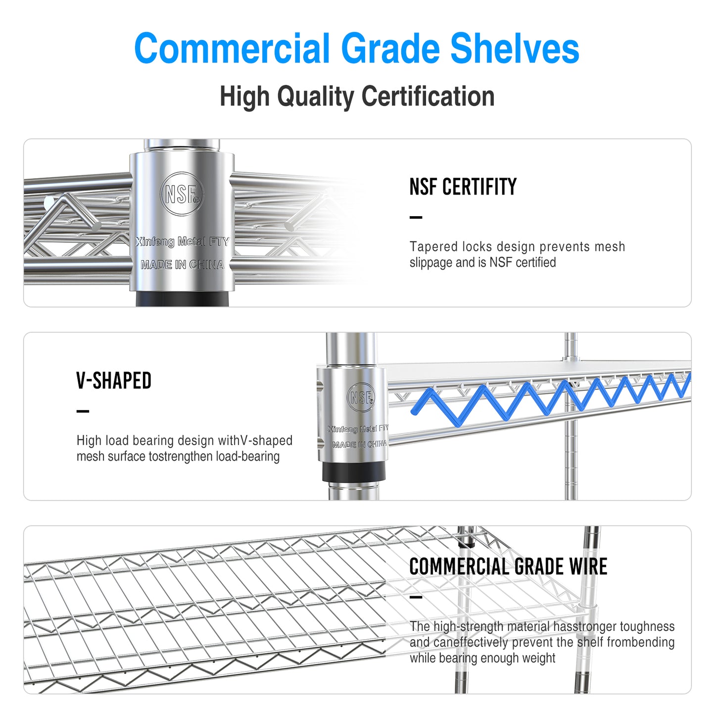 6-Tier Wire Shelving Unit, 6000 LBS Capacity, NSF-Approved Adjustable Metal Garage Storage Shelves with Wheels