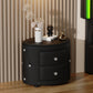 Elegant PU Nightstand with 2 Drawers and Crystal Handle,Fully Assembled Except Legs&Handles,Storage Bedside Table - Black