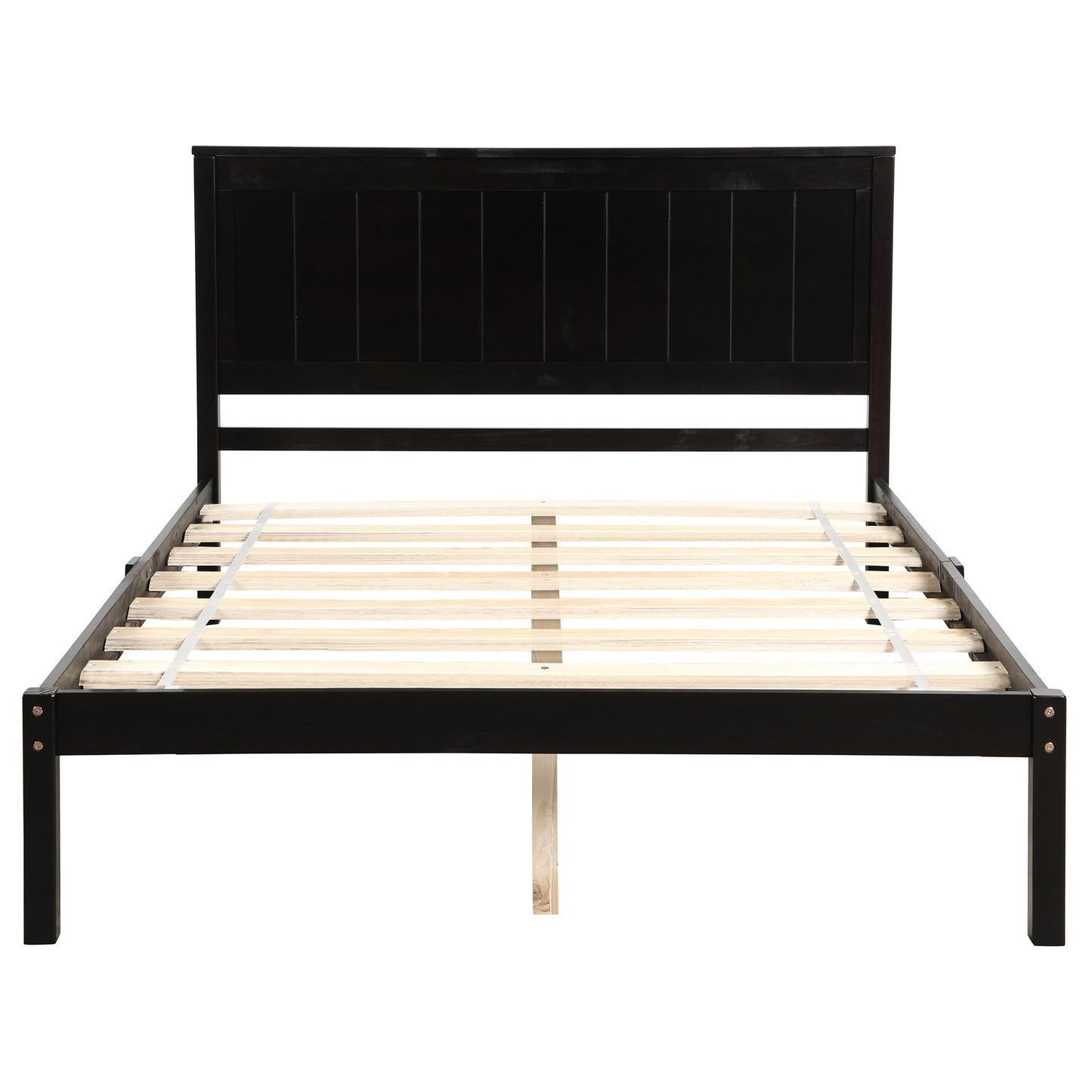 Platform Bed Frame with Headboard, Wood Slat Support, No Box Spring Needed  Full Espresso