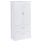 Tall Bathroom Storage Cabinet with Two Doors and Drawers, Adjustable Shelf, MDF Board, White Finish