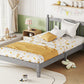 Twin Bed with Column-Decoration Headboard, with Bed Slats,Grey