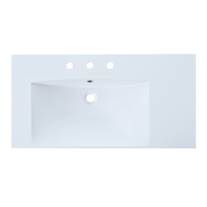 Single Bathroom Basin Sink, Left Offset Sink Vanity Top Only, 3-Faucet Holes, Resin