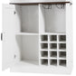 76-Inch Tall Farmhouse Kitchen Faux Rattan Wine Cabinet with Square Compartments and Shelves