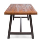 Carlie Outdoor Dining Table with Sandblast Finish and Rustic Metal Legs