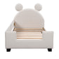 Twin Size Upholstered Daybed with Carton Ears Shaped Headboard White