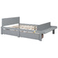 Full Bed with Footboard Bench 2 drawers Grey