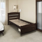 Platform Twin Bed Frame with Storage Drawer and Wood Slat Support No Box Spring Needed Espresso