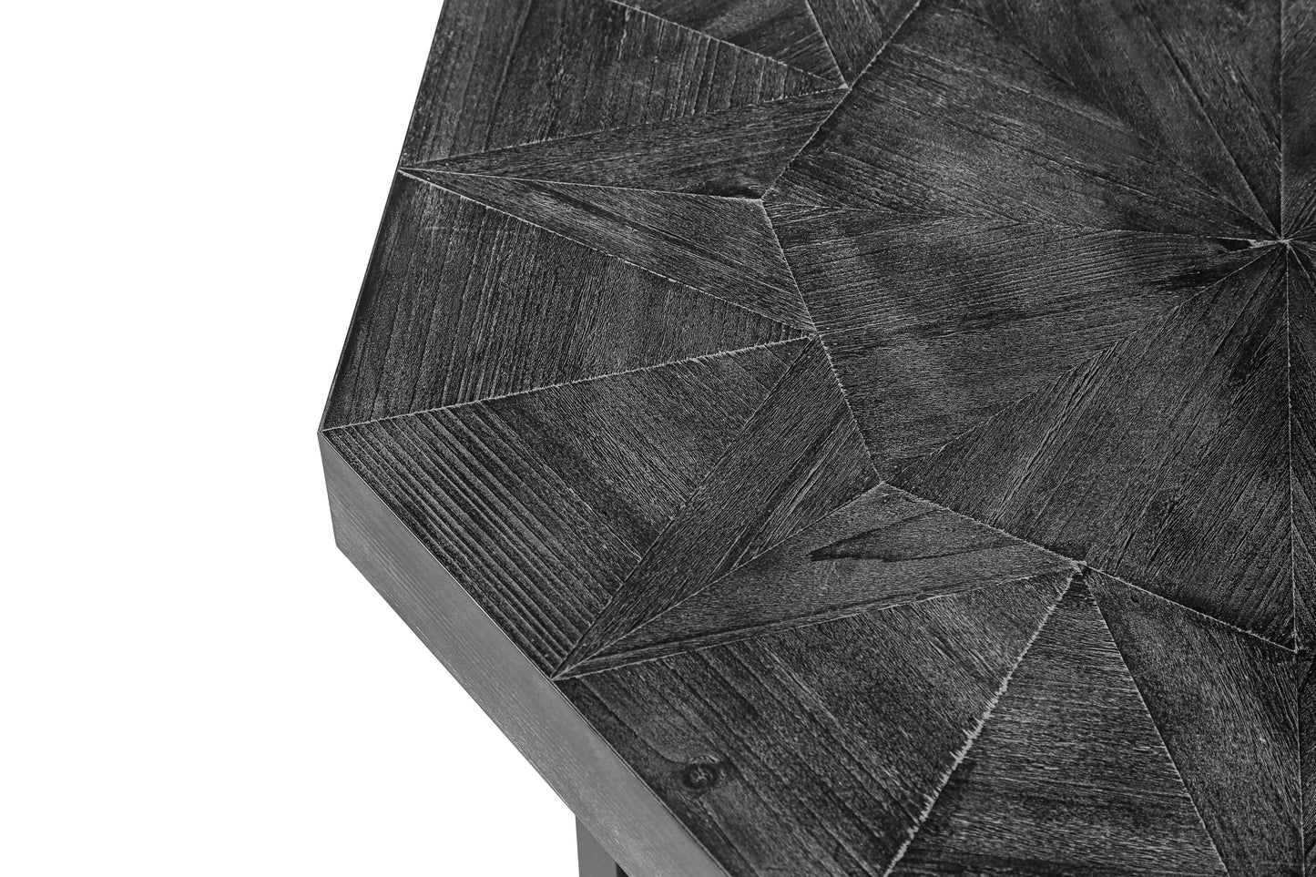 Wooden octagonal retro patchwork craft 30 inch wooden tabletop cross metal leg coffee table (Antique Black)