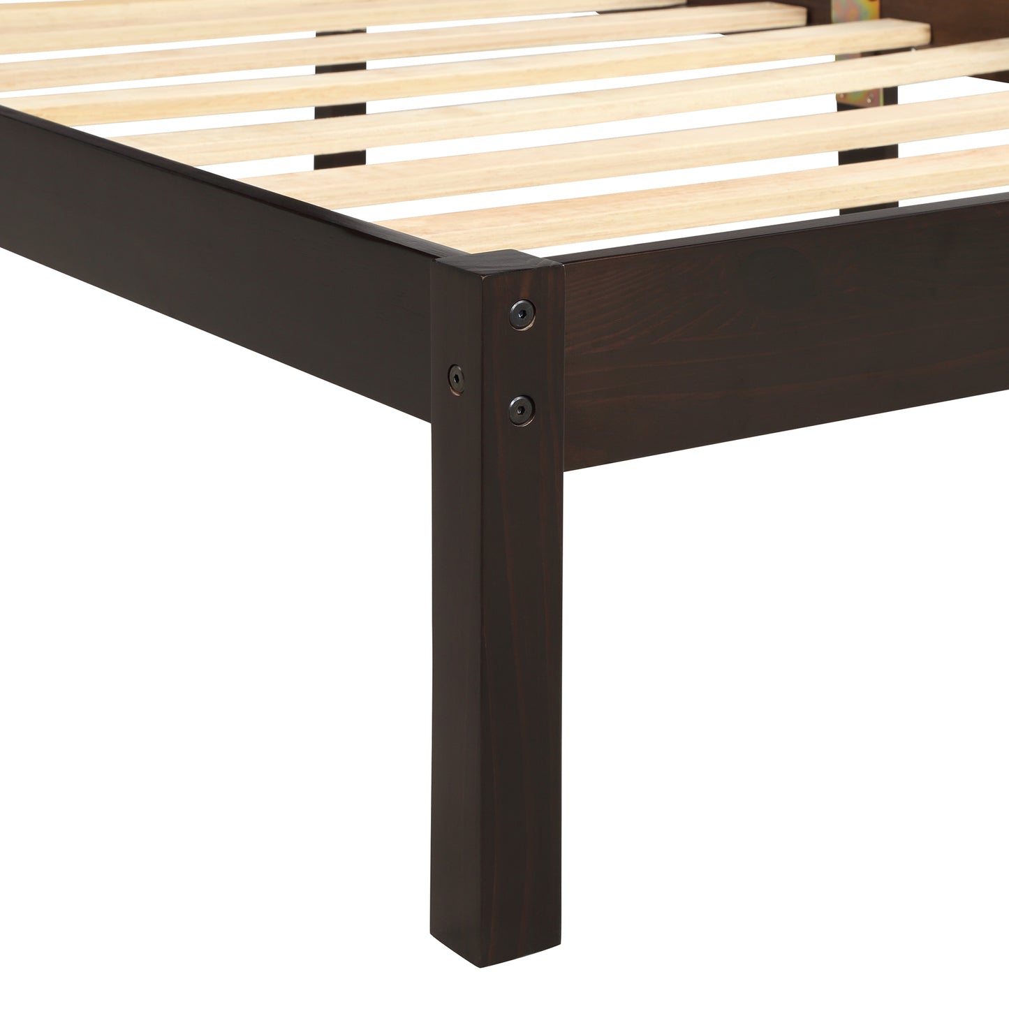 Platform Bed Frame with Headboard, Wood Slat Support, No Box Spring Needed Twin  Espresso