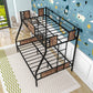 Twin Over Full Metal Bunk Bed Heavy Duty Metal Bed Frame with Safety Rail 2 Side Ladders & Decorative Wood