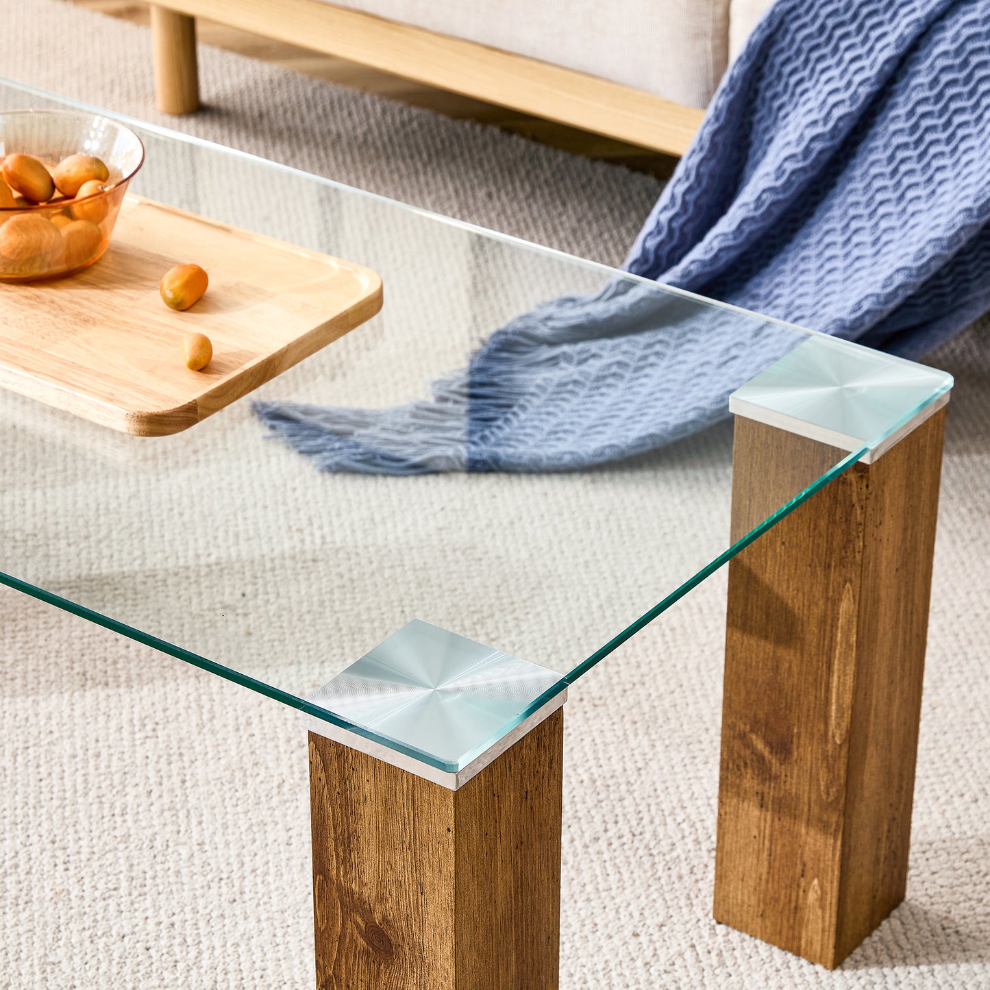 Glass-Top Coffee Table tea table with MDF Legs - Stylish Blend of Elegance and Durability