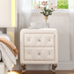 Elegant PU bedside table with 2 drawers and crystal handles, storage with metal legs - white