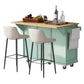 Kitchen trolley, cabinet door internal storage rack with storage cabinet and 3 dining room drawers, mint green