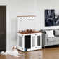 Dog crate,Graffiti dog cage, kennel with double doors, crate interior furniture, heavy wooden dog cage, large dog, white