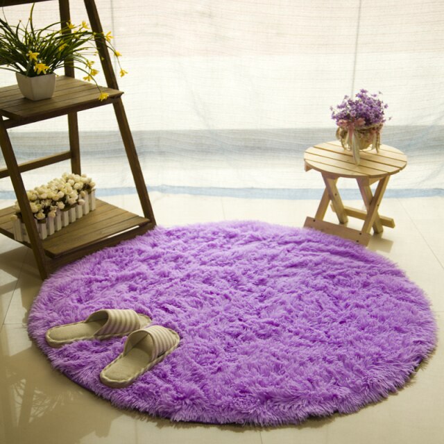 Fluffy Round Rug Carpets for Living Room Kilim Faux Fur Carpet Kids Room Long Plush rugs for bedroom Shaggy Area Rug White