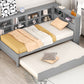 Wooden Twin Size DayBed with Twin Size Trundle, DayBed with Storage Shelf and USB Charging Ports,Grey