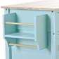 Kitchen Island Cart with 4-Door Cabinet, 2 Drawers, and Locking Wheels, Solid Wood Top in Mint Green