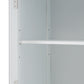 High bathroom storage cabinet with glass door, freestanding, two drawers and adjustable shelves, MDF board, painted white