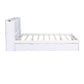 Queen Size Storage Platform Bed with Pull Out Shelves and Twin XL Size Trundle  White