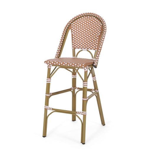 Wicker Bar Stool with Aluminum Frame (Set of 2)