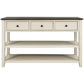 Retro Design Console Table with Two Open Shelves, Pine Solid Wood Frame and Legs, Espresso and Beige Finish