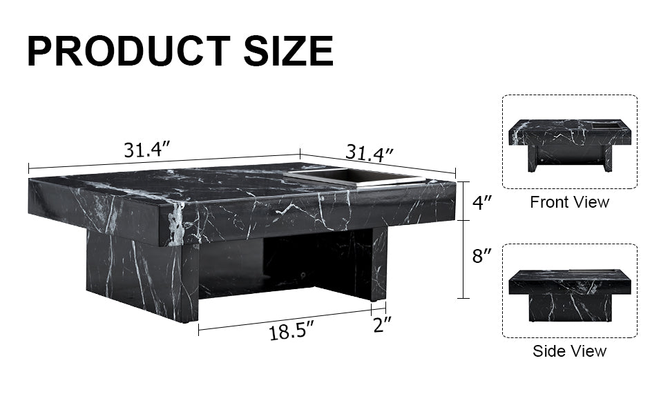 A modern and practical coffee table made of MDF material with black patterns