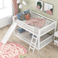 Full over Full Bunk Bed with Convertible Slide and Ladder  White