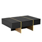 ON-TRANS 47.2 inch x 31.4 inch multifunctional rectangular sofa table with 2 drawers and gold wood grain leg center table, black