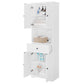 Tall Bathroom Cabinet with Four Doors, Large Storage Space Open Shelve, Upper Storage Cabinet, Whit