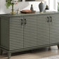 TREXM Side Panel Buffet with 4 Doors, Large Storage Cabinet with Adjustable Shelves and Metal Handles, Antique Gray