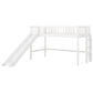 Twin Size Low Loft Bed with Ladder and Slide White