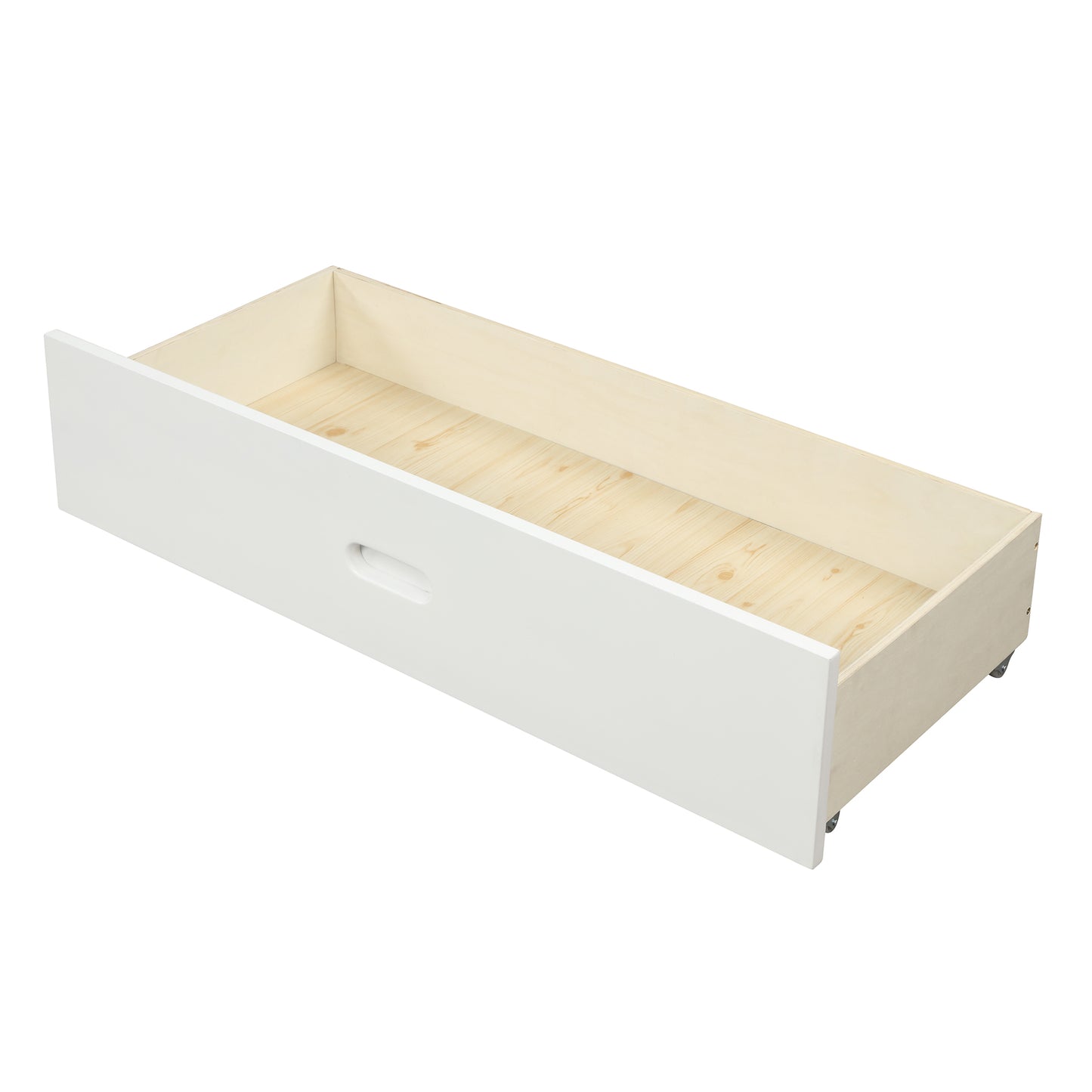 Wood platform bed with two drawers twin (white)