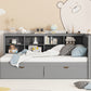 Wooden Twin Size DayBed with 2 Drawers, DayBed with Storage Shelf and USB Charging Ports,Grey