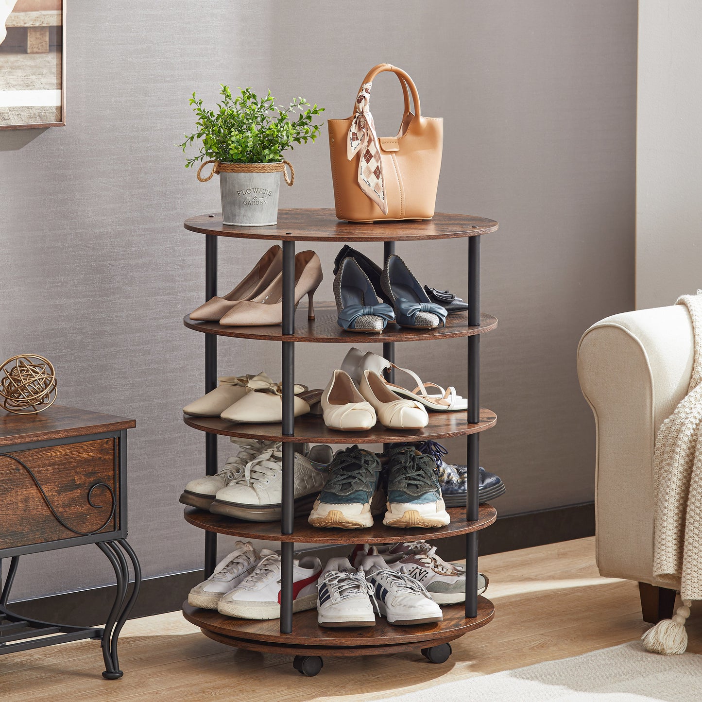 4-Tier Revolving Shoe Rack Storage Organizer