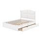 Wood Queen Size Platform Bed with Twin Size Trundle and 2 Drawers White