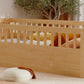 Twin Floor Bed Frame with Fence, Wood Kids Floor Beds Frame for Bedroom Playroom,Natural