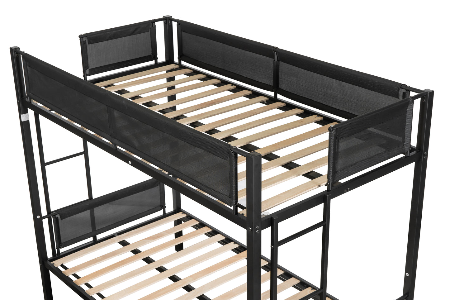 Metal double bed with casters/sturdy frame/no noise/comfortable guardrail/2 side ladders/no need for spring box