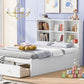 Full Size Platform Bed with Storage Headboard, Charging Station and 2 Drawers White