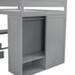 Wood Full Size Loft Bed with Wardrobes and 2-Drawer Desk with Cabinet  Gray